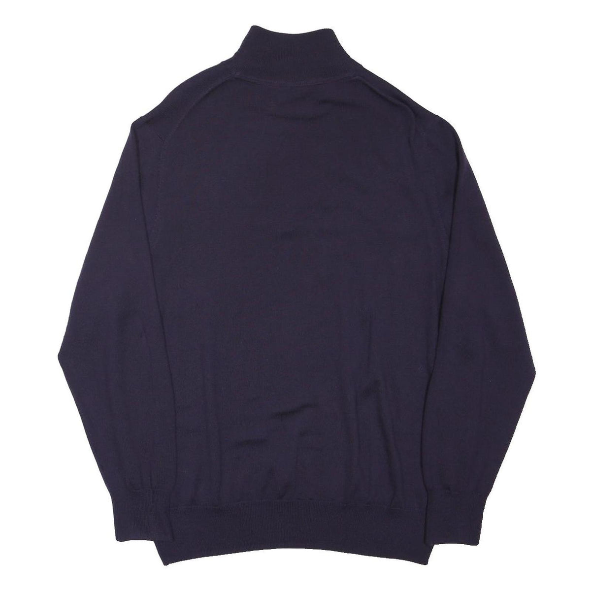 JOSEPH TURNER Womens Navy Plain Wool Pullover Jumper Half Zip L