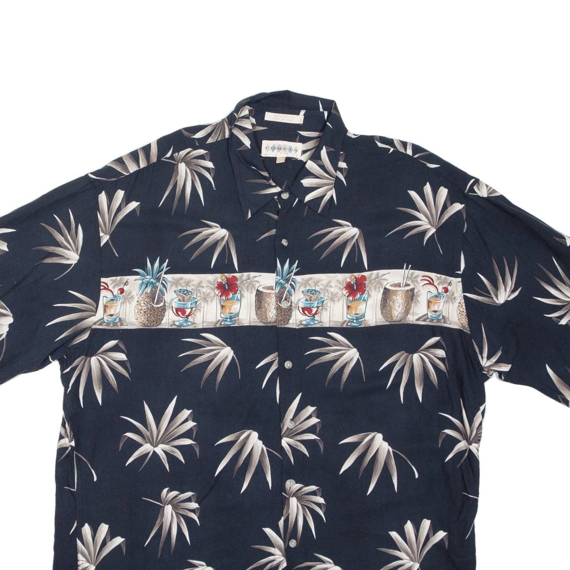 CAMPIA Mens Shirt Black Crazy Pattern XL