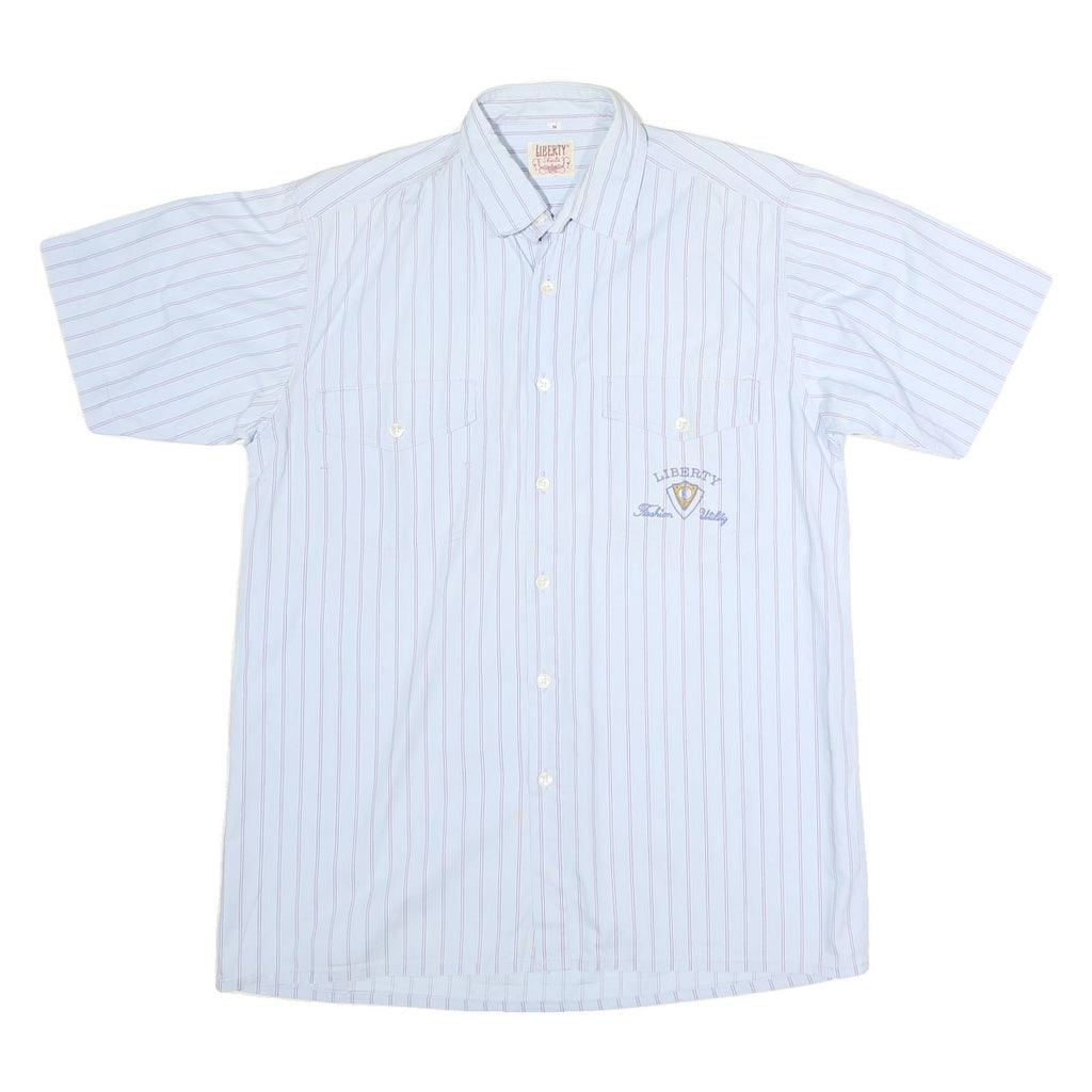 LIBERTY Mens Blue & Red Stripe Short Sleeve Shirt S Cotton Blend Casual
