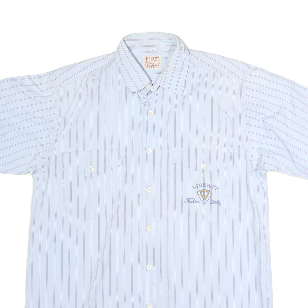 LIBERTY Mens Blue & Red Stripe Short Sleeve Shirt S Cotton Blend Casual