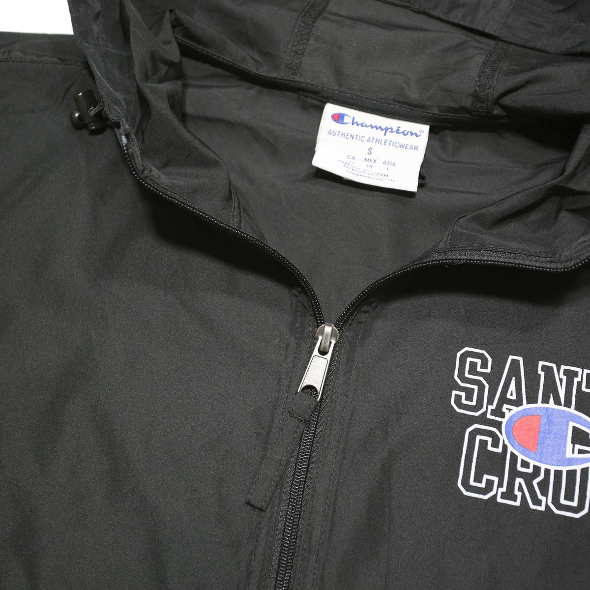 CHAMPION Mens Black Santa Cruz Jacket S Polyester Blend Hooded Zip