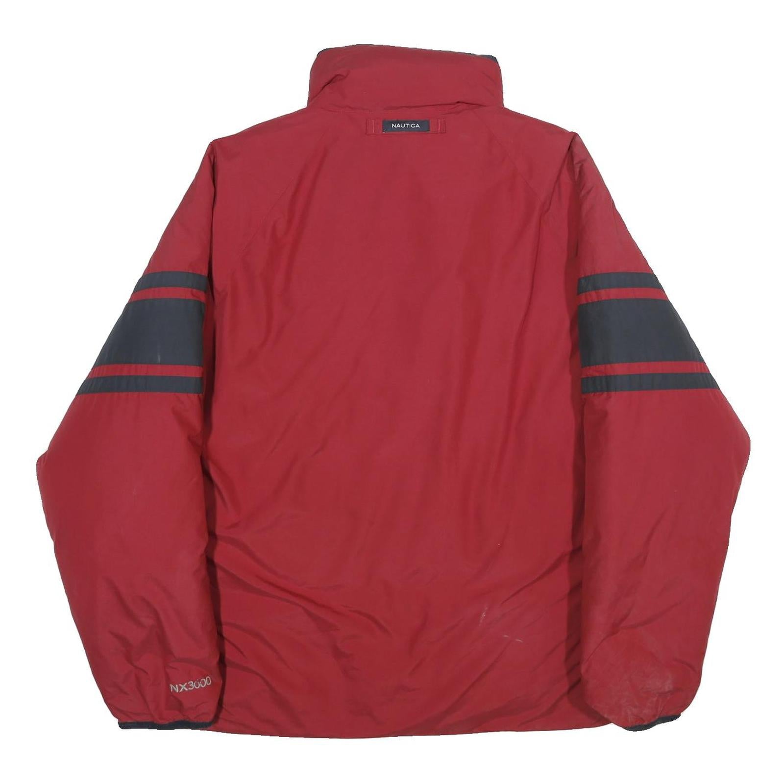 NAUTICA Mens Red & Navy Zip-Up Reversible Polyester Blend Jacket XL Plain