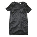 ERINLY Womens Black Dress Polyester Blend Mini Short Sleeve Zip Closure Casual