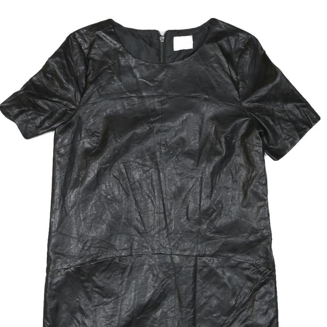 ERINLY Womens Black Dress Polyester Blend Mini Short Sleeve Zip Closure Casual