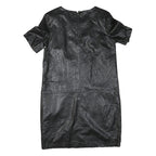 ERINLY Womens Black Dress Polyester Blend Mini Short Sleeve Zip Closure Casual