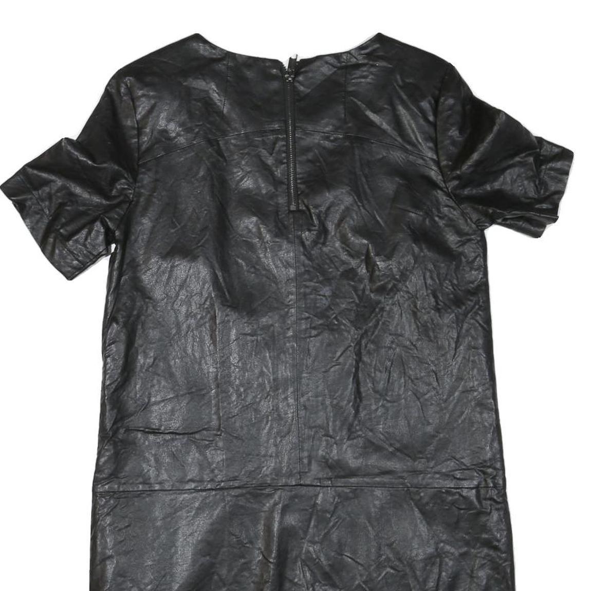 ERINLY Womens Black Dress Polyester Blend Mini Short Sleeve Zip Closure Casual