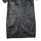 ERINLY Womens Black Dress Polyester Blend Mini Short Sleeve Zip Closure Casual