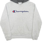 CHAMPION Boys Grey Hoodie L Cotton Blend Pullover Logo Sweatshirt
