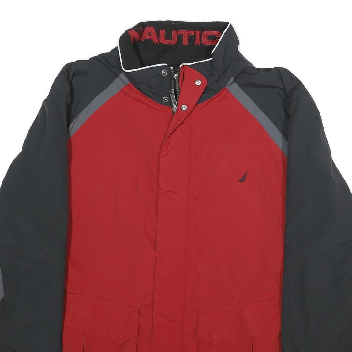 NAUTICA Mens Red & Grey Reversible Nylon Zip Jacket L Casual Outerwear