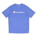 CHAMPION Mens Blue Logo Graphic T-Shirt L Short Sleeve Crew Neck Cotton Blend