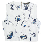 ZARA BASIC Womens Cropped Top White Sleeveless Floral S