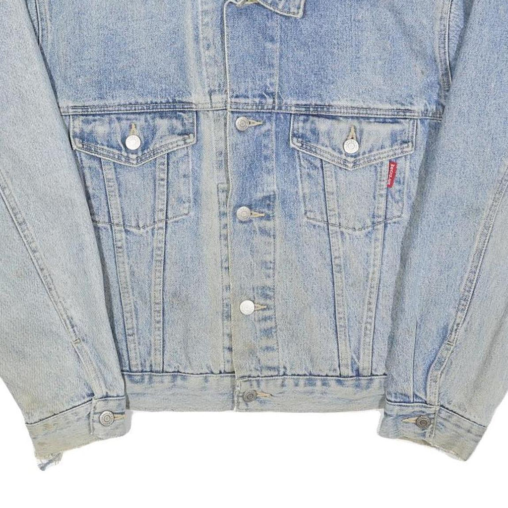 WRANGLER Mens Blue Denim Jacket L Cotton Button Front Classic Fit Vintage Retro