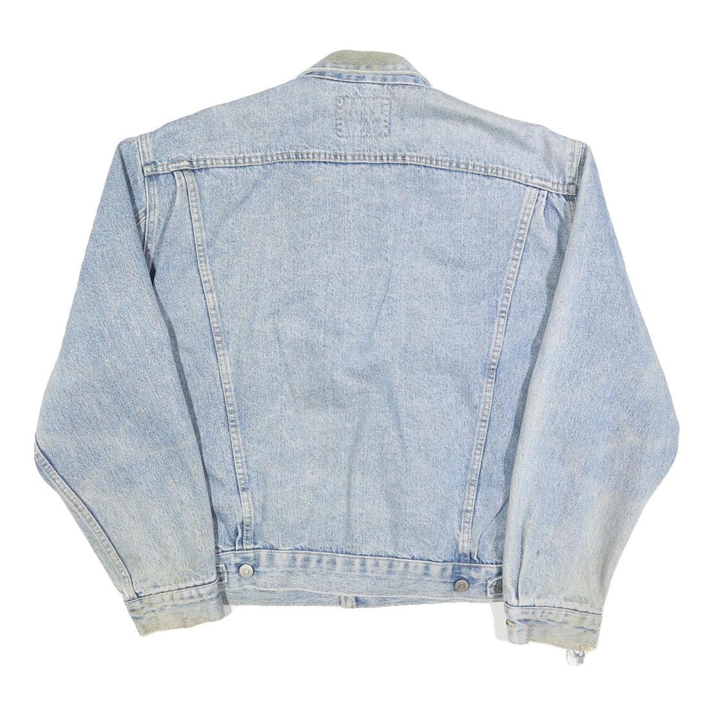 WRANGLER Mens Blue Denim Jacket L Cotton Button Front Classic Fit Vintage Retro