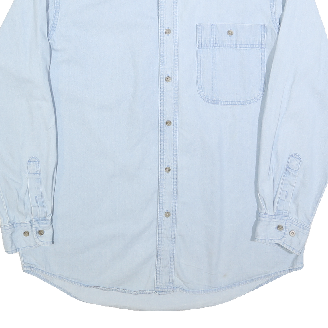 WRANGLER Mens Blue Light Denim Shirt L Button Down Casual Cotton Blend