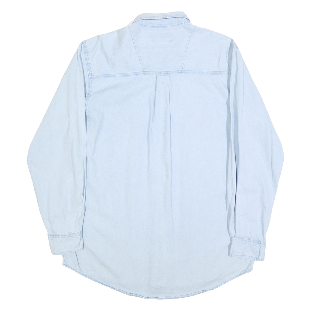 WRANGLER Mens Blue Light Denim Shirt L Button Down Casual Cotton Blend