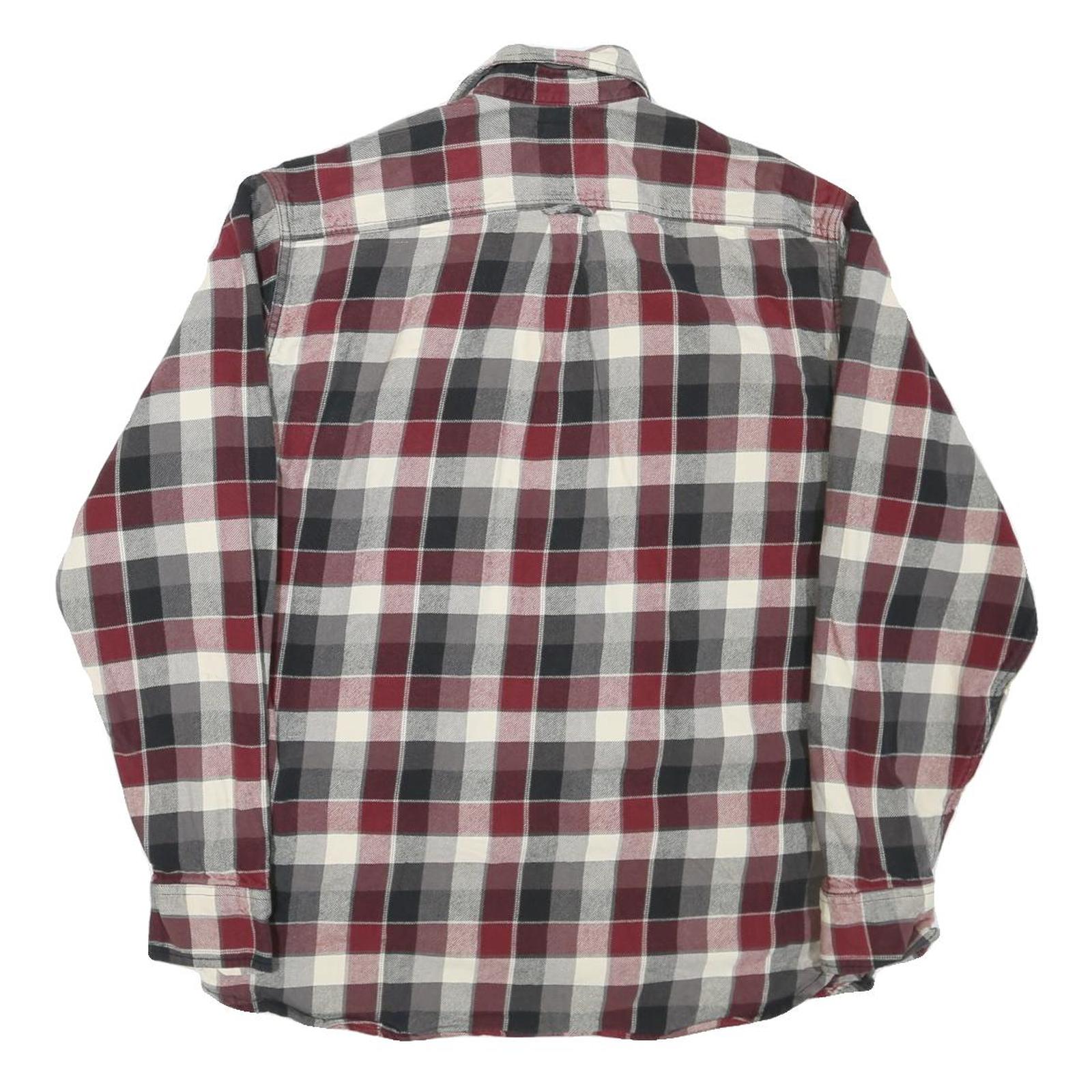 JACHS Mens Red & Grey Check Shirt L Long Sleeve Cotton Blend Casual