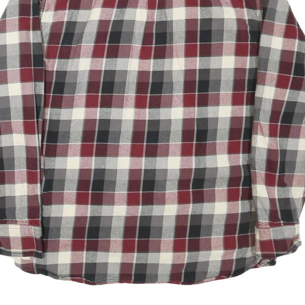 JACHS Mens Red & Grey Check Shirt L Long Sleeve Cotton Blend Casual