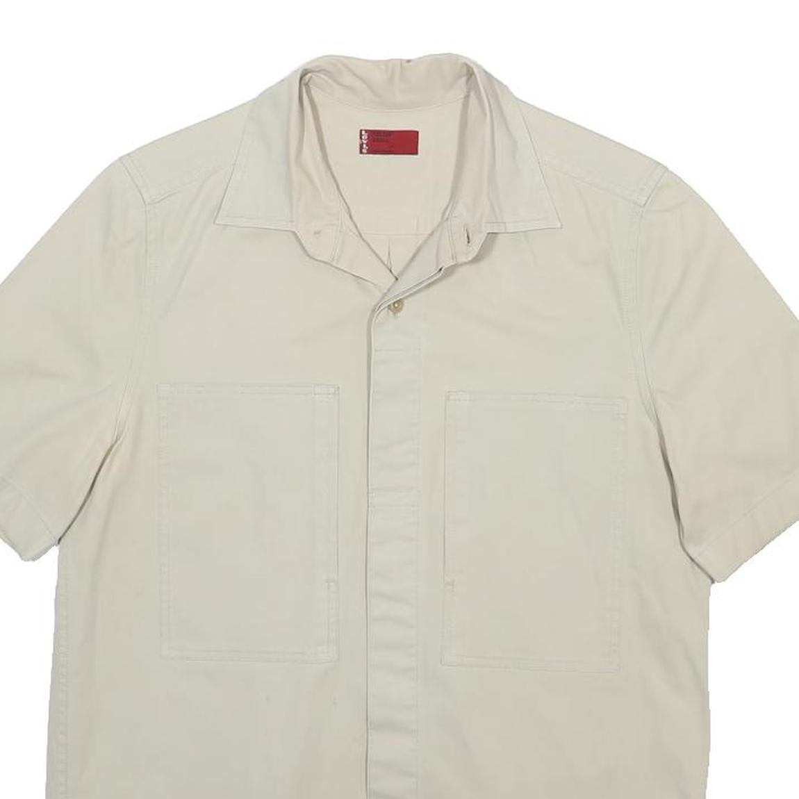 LEVI'S Mens Beige Casual Short Sleeve Shirt S Cotton Blend Workwear