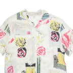 Womens Printed Shirt White Collared Viscose Floral L
