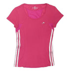 ADIDAS Womens Pink & Magenta Sporty T-Shirt UK 8 Short Sleeve Crew Neck
