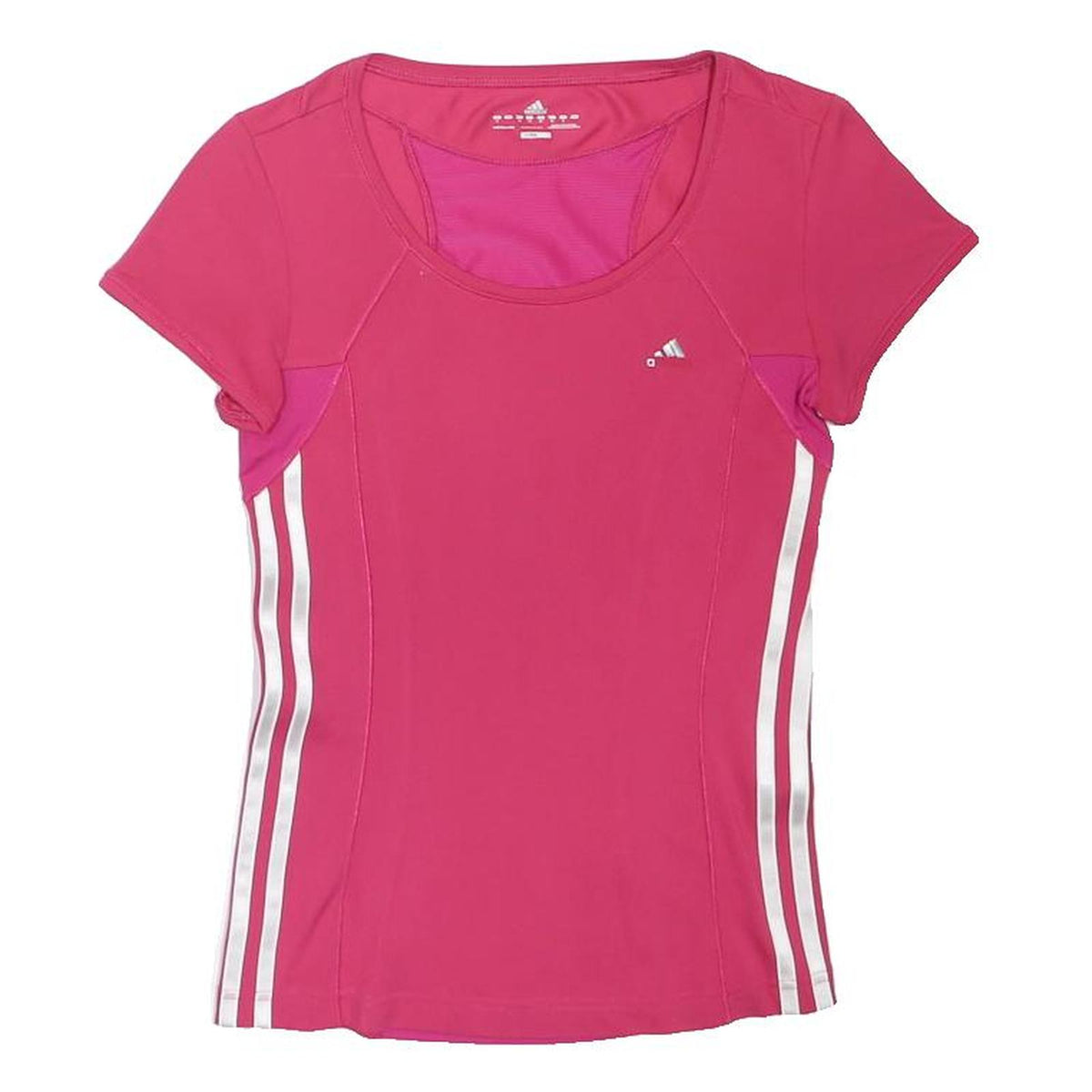 ADIDAS Womens Pink & Magenta Sporty T-Shirt UK 8 Short Sleeve Crew Neck