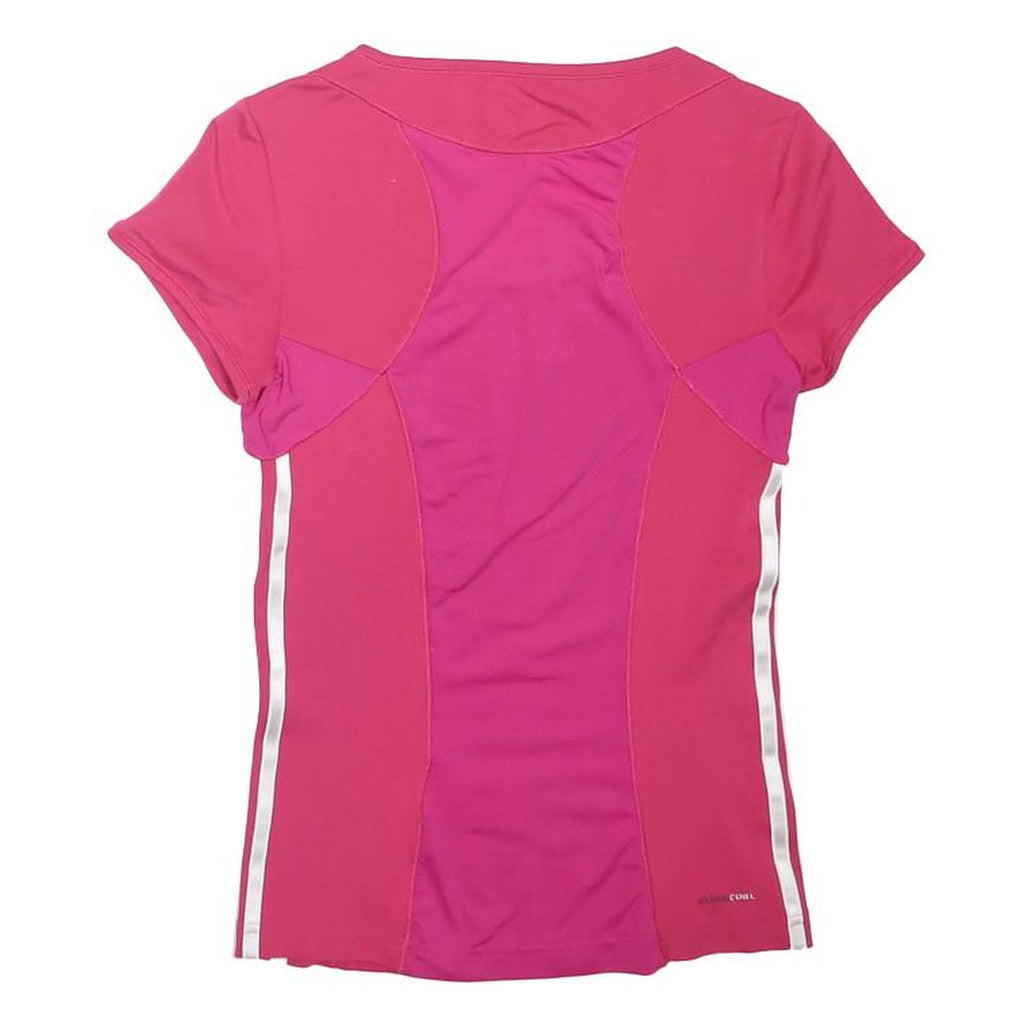 ADIDAS Womens Pink & Magenta Sporty T-Shirt UK 8 Short Sleeve Crew Neck
