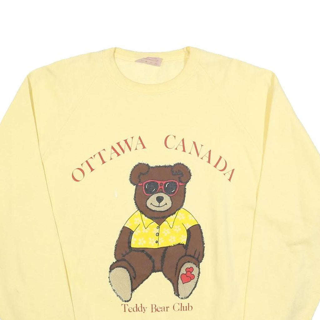 WORLD PRO Womens Yellow Ottawa Canada Teddy Bear Club Crew Neck XL Sweatshirt