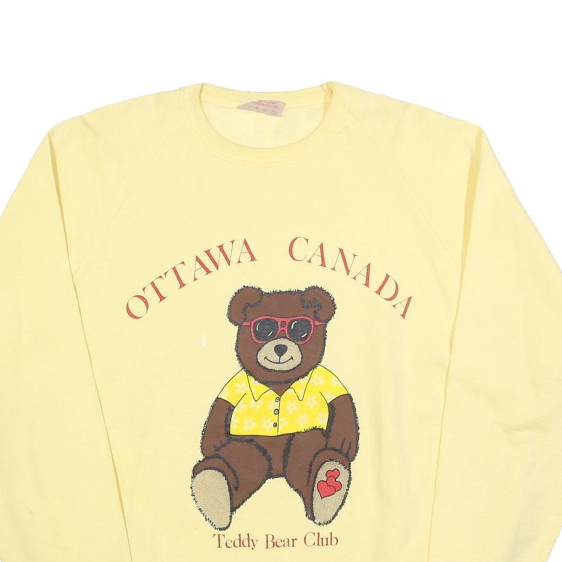 WORLD PRO Womens Yellow Ottawa Canada Teddy Bear Club Crew Neck XL Sweatshirt