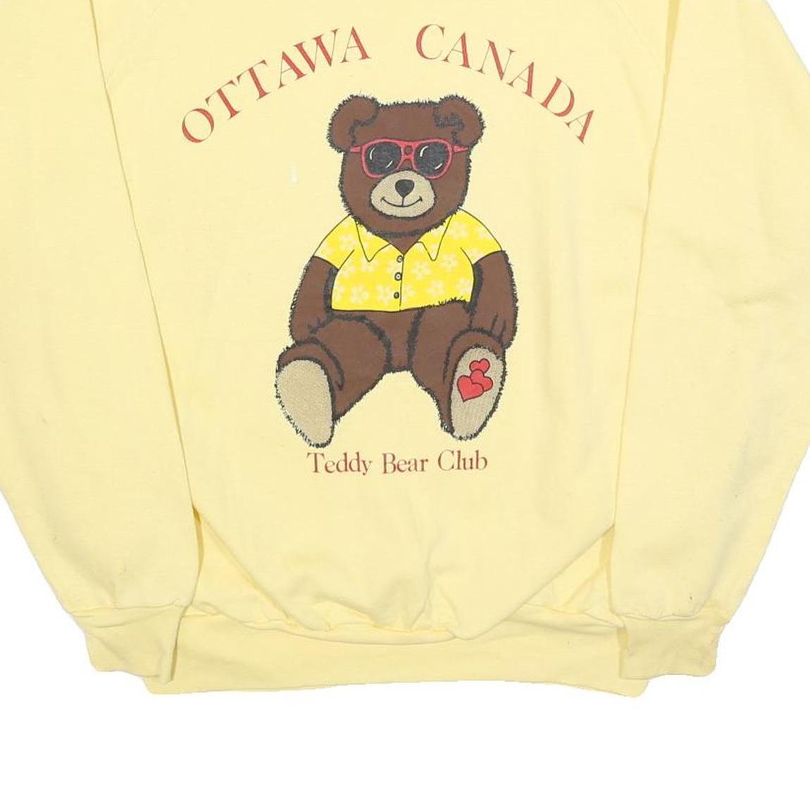 WORLD PRO Womens Yellow Ottawa Canada Teddy Bear Club Crew Neck XL Sweatshirt