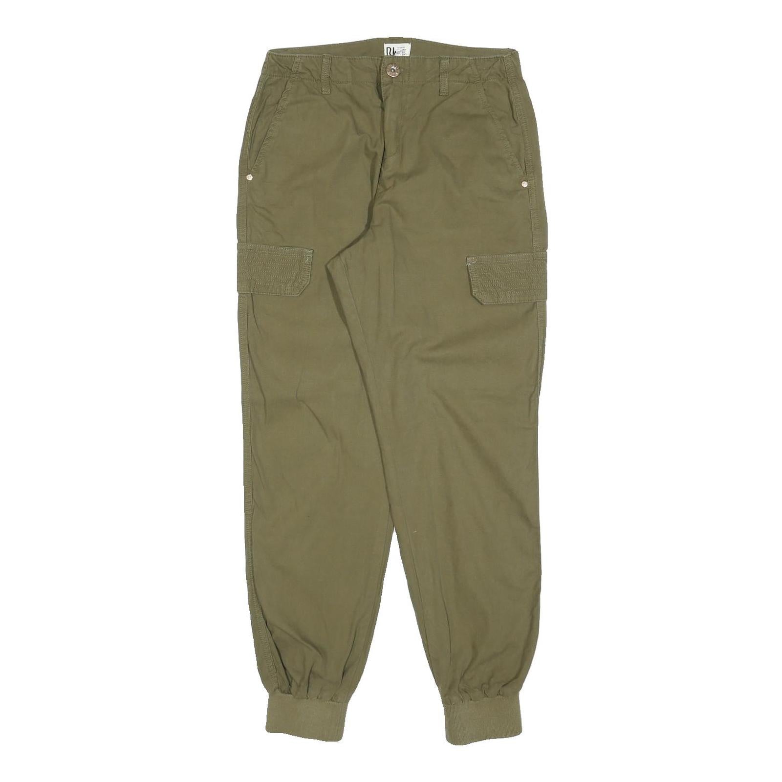 RIVER ISLAND Womens Cotton Blend Khaki Regular Cargo Trousers W28 L28 Stylish