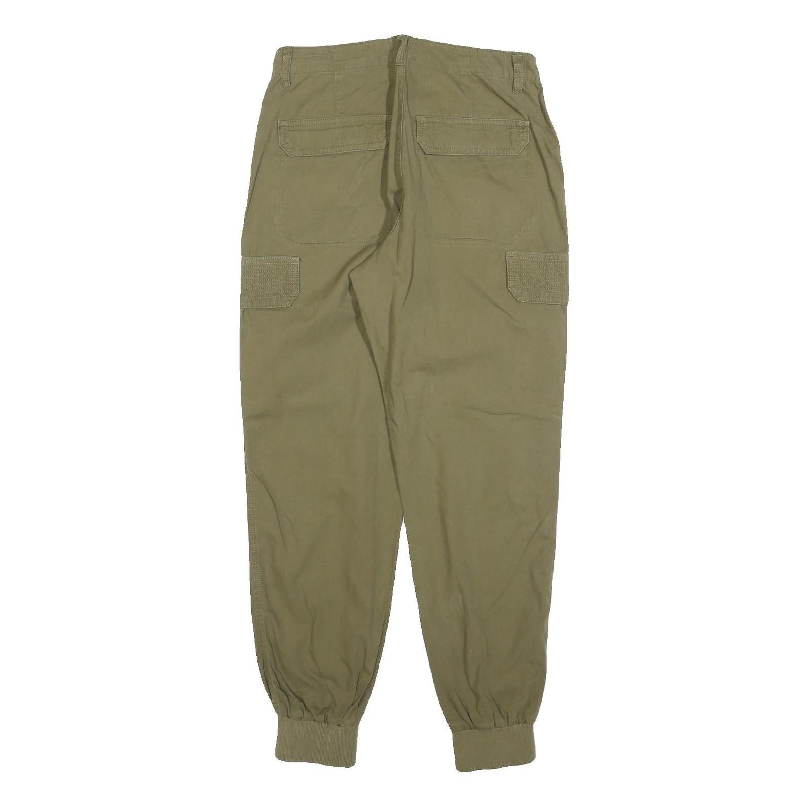 RIVER ISLAND Womens Cotton Blend Khaki Regular Cargo Trousers W28 L28 Stylish