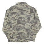 ZARA Womens Green Camouflage Cotton Button Jacket S Distressed Denim Casual
