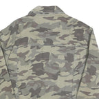ZARA Womens Green Camouflage Cotton Button Jacket S Distressed Denim Casual