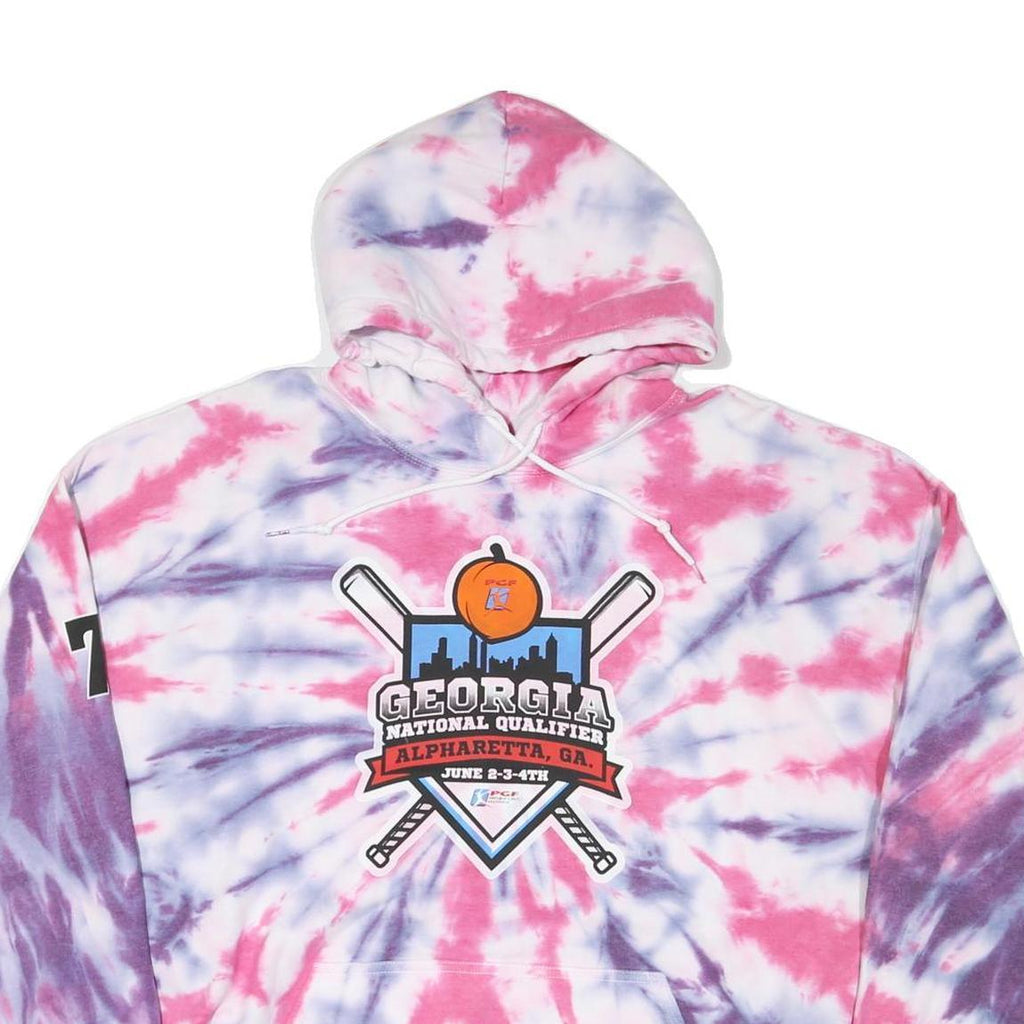 GILDAN Mens Pink & Purple Tie Dye Georgia National Qualifier Hoodie XL