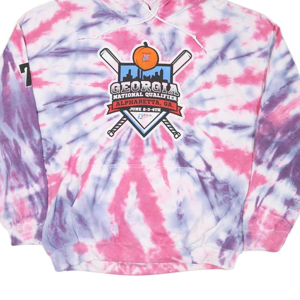 GILDAN Mens Pink & Purple Tie Dye Georgia National Qualifier Hoodie XL