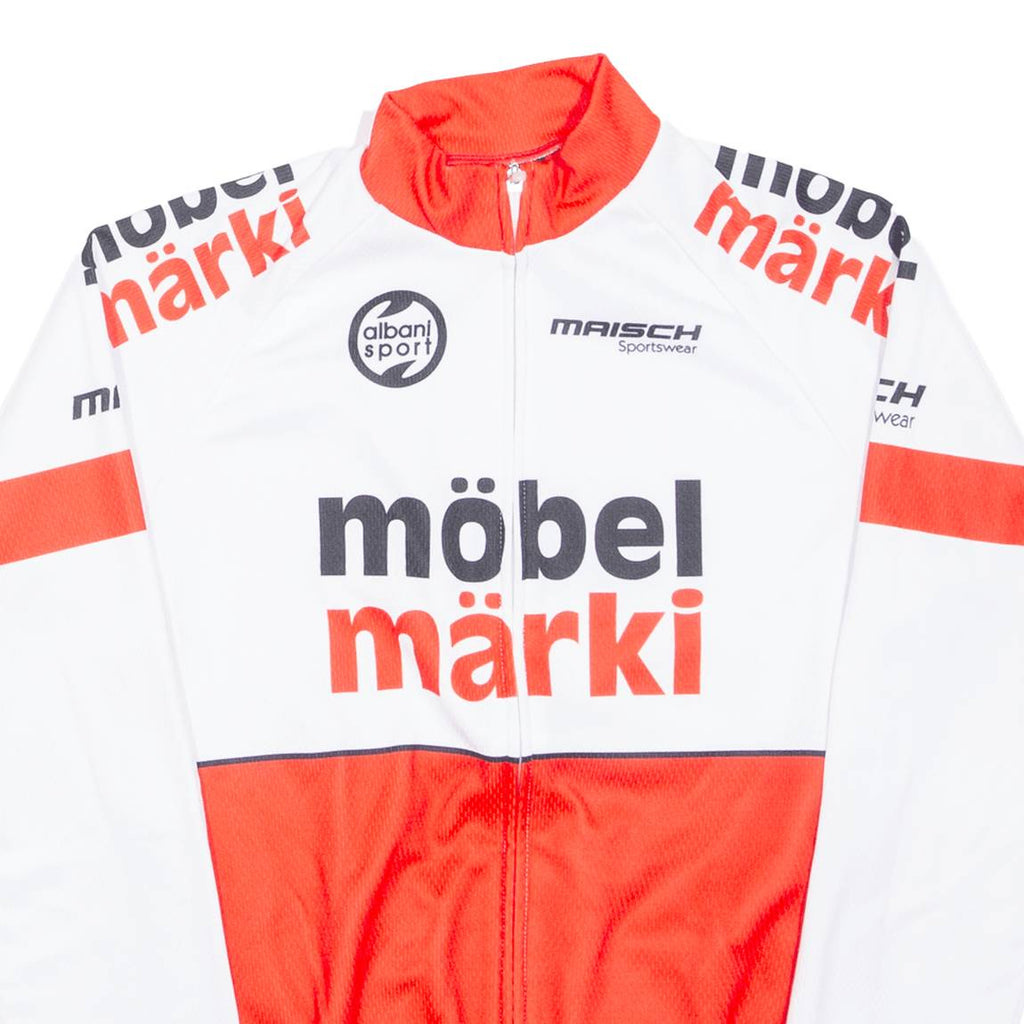 MAISCH Full Zip Cycling Shirt Mens Jersey Red Long Sleeve XS