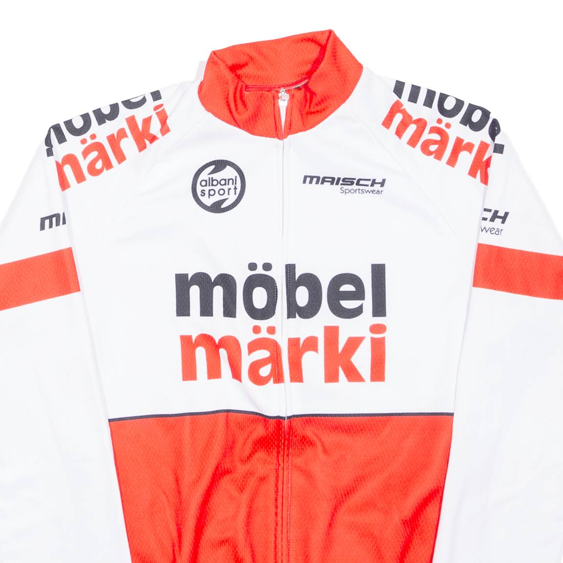MAISCH Full Zip Cycling Shirt Mens Jersey Red Long Sleeve XS