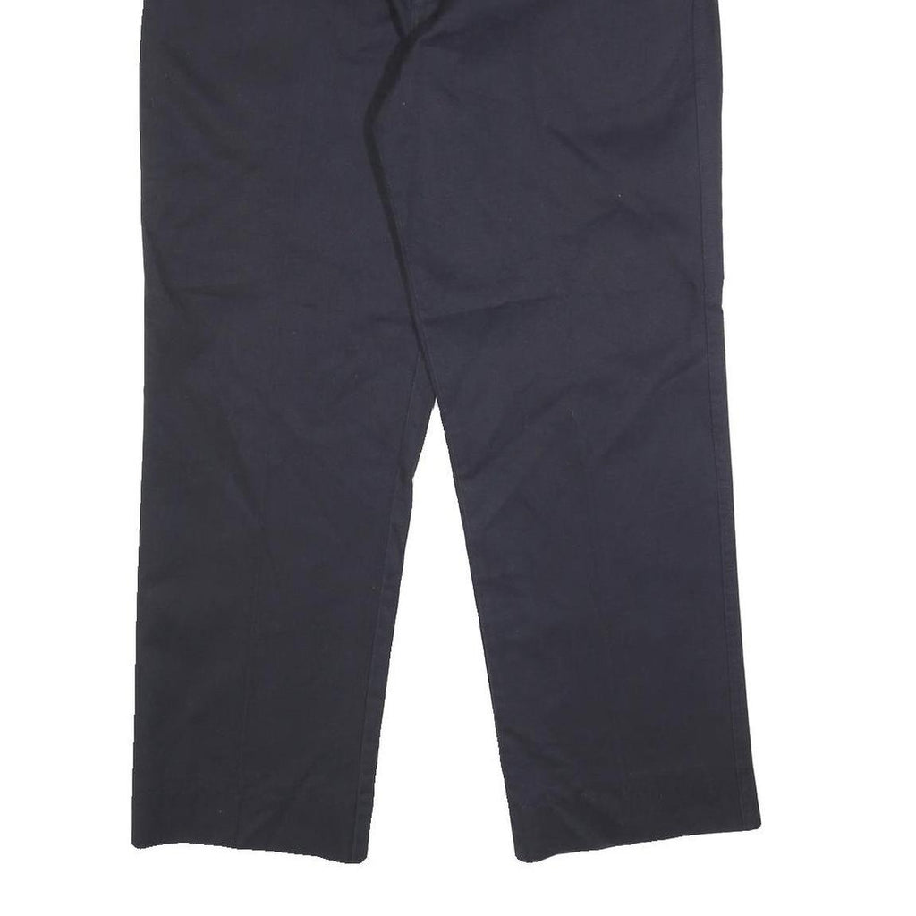 DICKIES Mens Cotton Blend Navy Regular Straight Trousers W35 L29 Workwear Zip