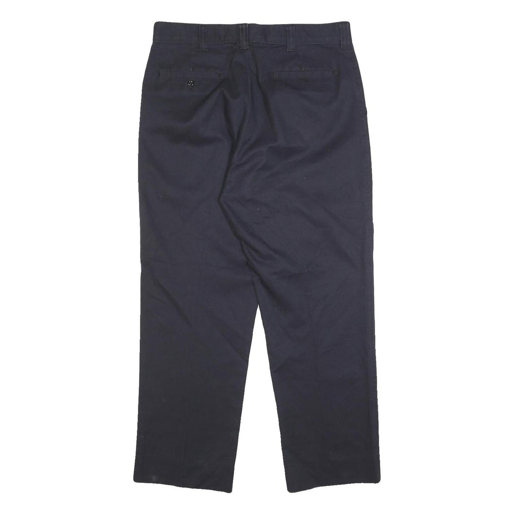 DICKIES Mens Cotton Blend Navy Regular Straight Trousers W35 L29 Workwear Zip