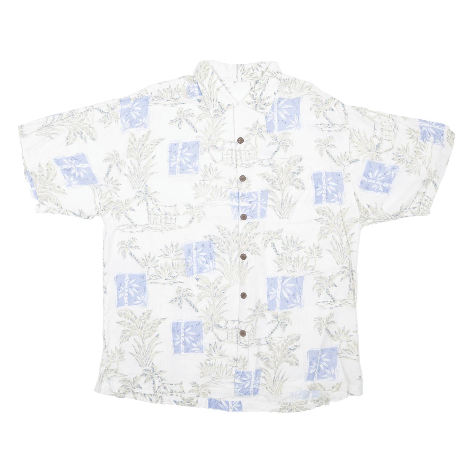 Bamboo Mens Hawaiian Shirt White Crazy Pattern L