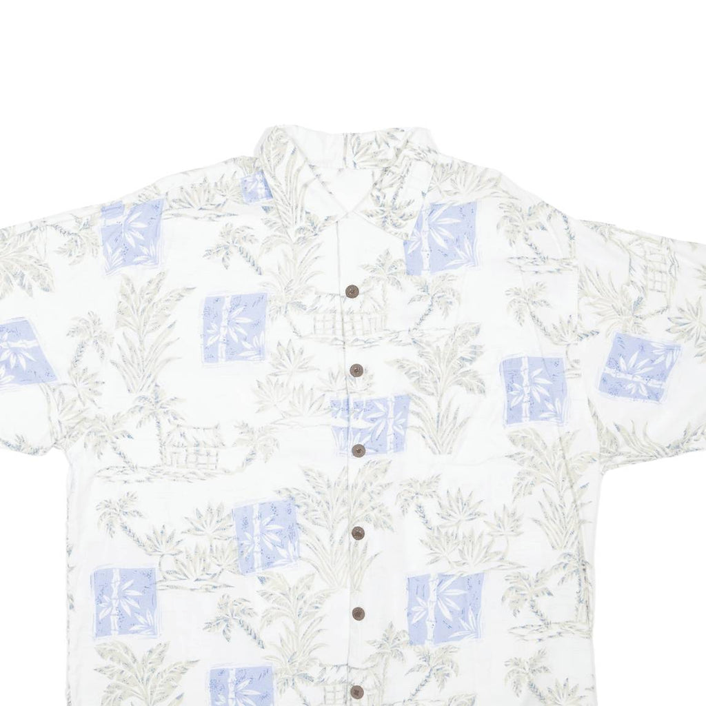Bamboo Mens Hawaiian Shirt White Crazy Pattern L