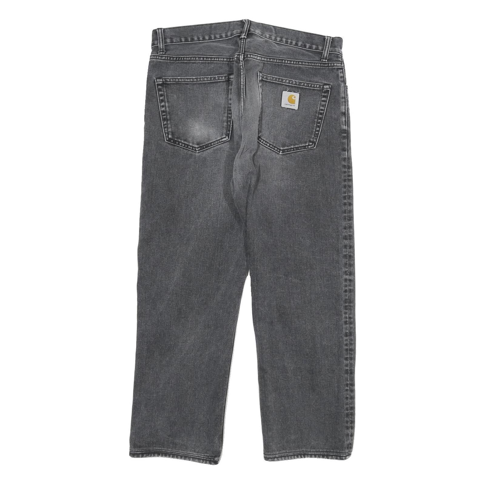 CARHARTT Mens Cotton Blend Black Regular Straight Trousers W32 L25 Workwear