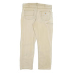 CARHARTT Mens Jeans Beige Relaxed Straight Cotton Blend W38 L32 Workwear Zip
