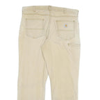 CARHARTT Mens Jeans Beige Relaxed Straight Cotton Blend W38 L32 Workwear Zip