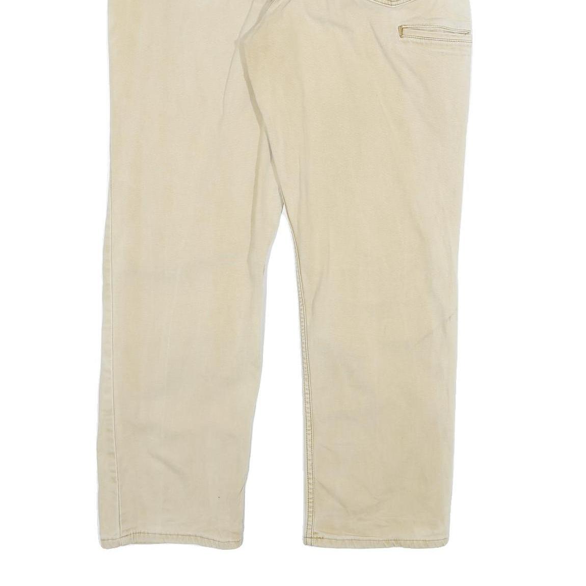 CARHARTT Mens Jeans Beige Relaxed Straight Cotton Blend W38 L32 Workwear Zip
