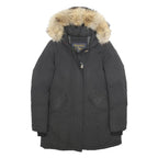 WOOLRICH Womens Black Cotton Blend Parka Jacket S Tailored Fit Hooded Zip