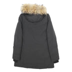 WOOLRICH Womens Black Cotton Blend Parka Jacket S Tailored Fit Hooded Zip