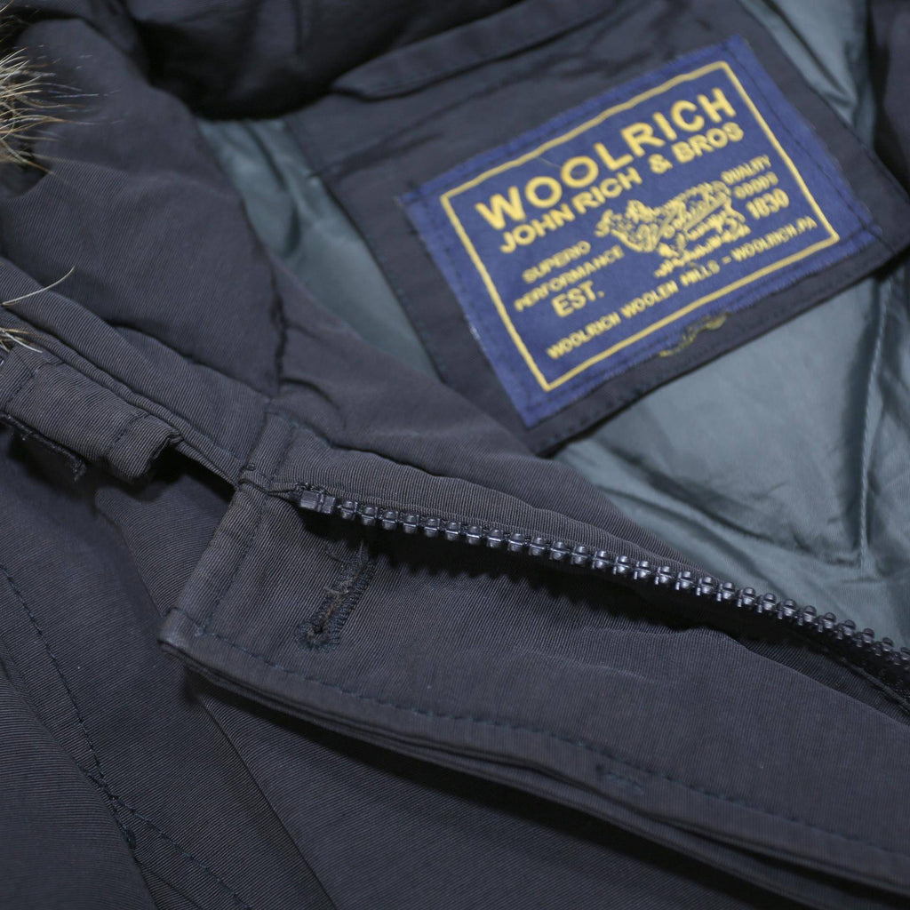 WOOLRICH Womens Black Cotton Blend Parka Jacket S Tailored Fit Hooded Zip