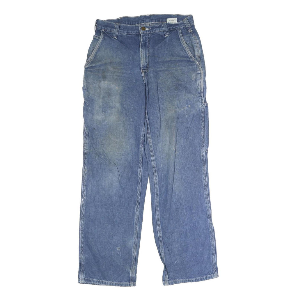 CARHARTT Mens Jeans Blue Regular Straight Denim Rinse W30 L30 Workwear