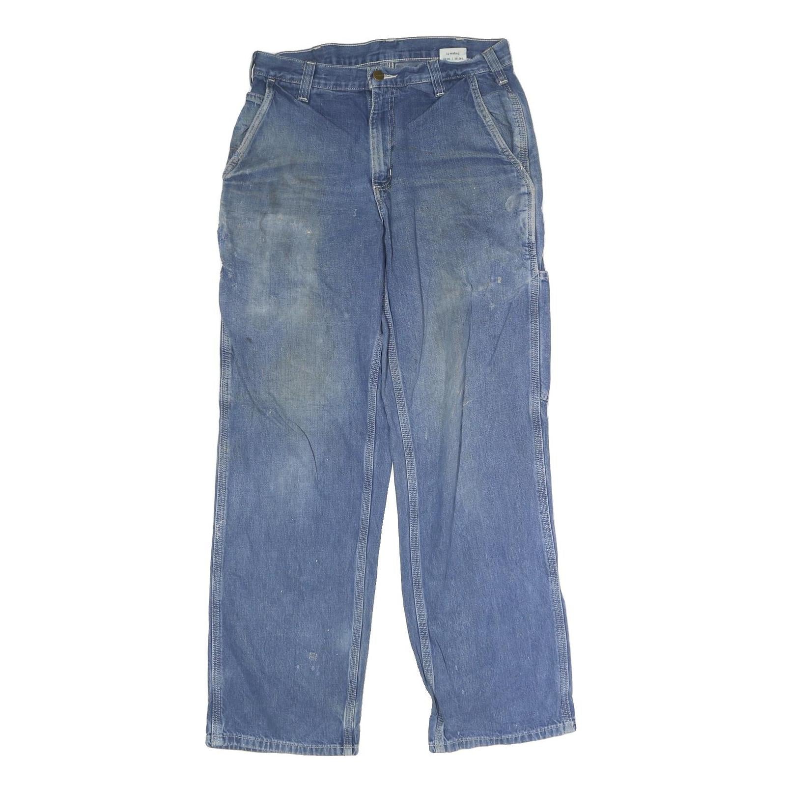 CARHARTT Mens Jeans Blue Regular Straight Denim Rinse W30 L30 Workwear